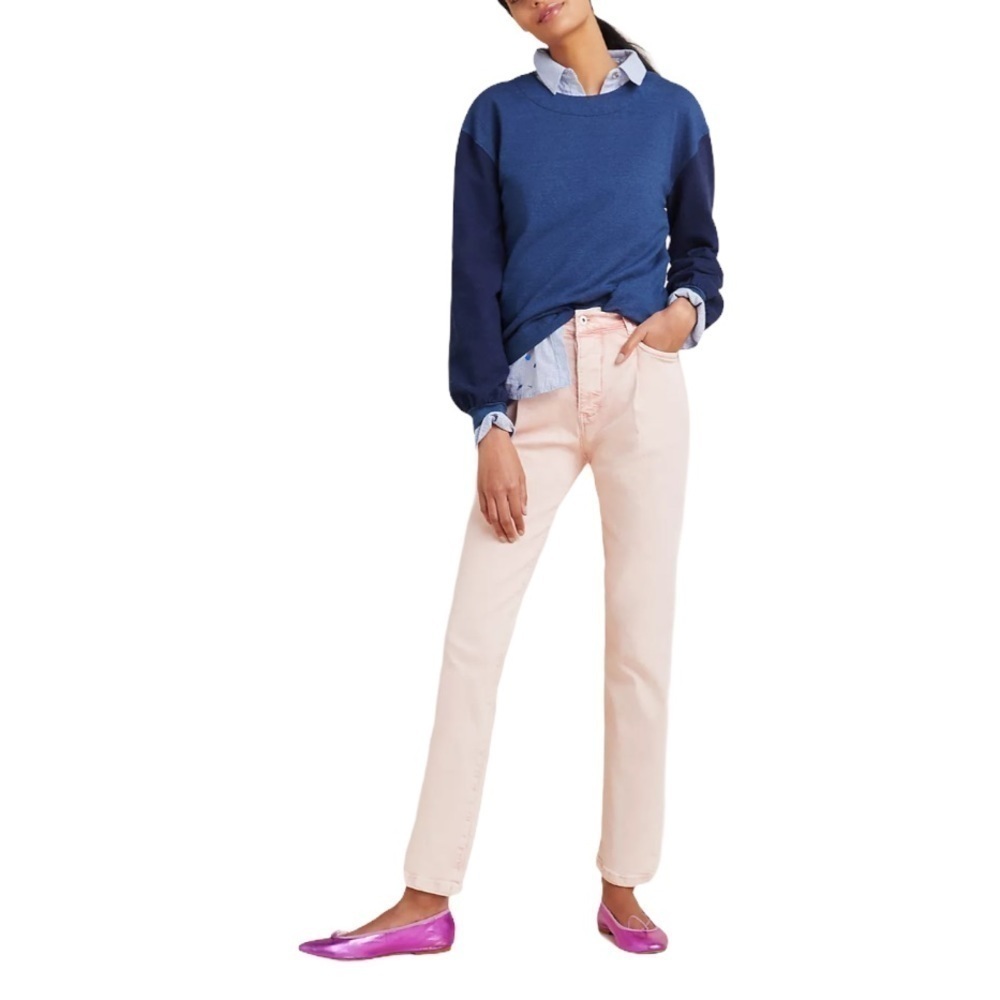 ANTHROPOLOGIE Pilcro High Rise Button Fly Acid Wash Rose Jeans Size 26 NEW$128